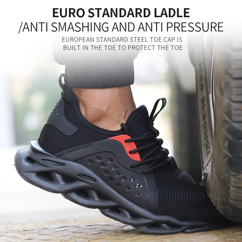 48 Size Steel Toe Cap Light Breathable Sneaker For Men Unisex Work Safety Shoes  Anti-smash And Anti-puncture Safety Sneakers - Badiee Stylez