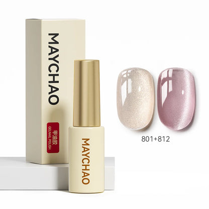 MAYCHAO 5ML Gel Nail Polish 9D Laser Diamond Glitter Cat Eye Gel Semi-Permanent Soak Off UV LED Gel Nail Manicure Tools Nail Art 801And812
