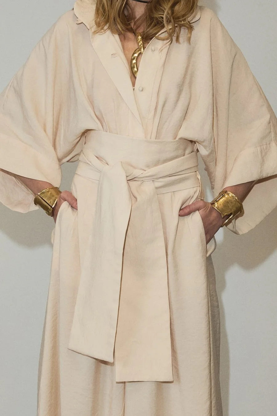 Linen Lace Up Women's Jumpsuit High V-neck Full Sleeve Top Loose Straight-leg Pants 2025 Summer Chic Female Casual Streetwear apricot