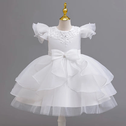 Princess dress; evening dress; bow puffy dress; stage performance dress; hostess dress; flower girl dress; gauze dress Badiee Stylez
