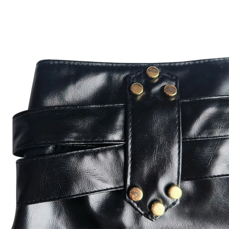 Vintage Nightclub Sexy Low Waist Pu Leather Belt Ultra Shorts Boots Women's Fashionable Versatile Female Dressing Shorts
