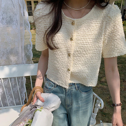 New Summer Short Sleeve O-Neck Women Shirt Sweet White Shirt Blouse Women Tops 2025 Blouses Shirts Blusas Para Mujer Blusa XL183