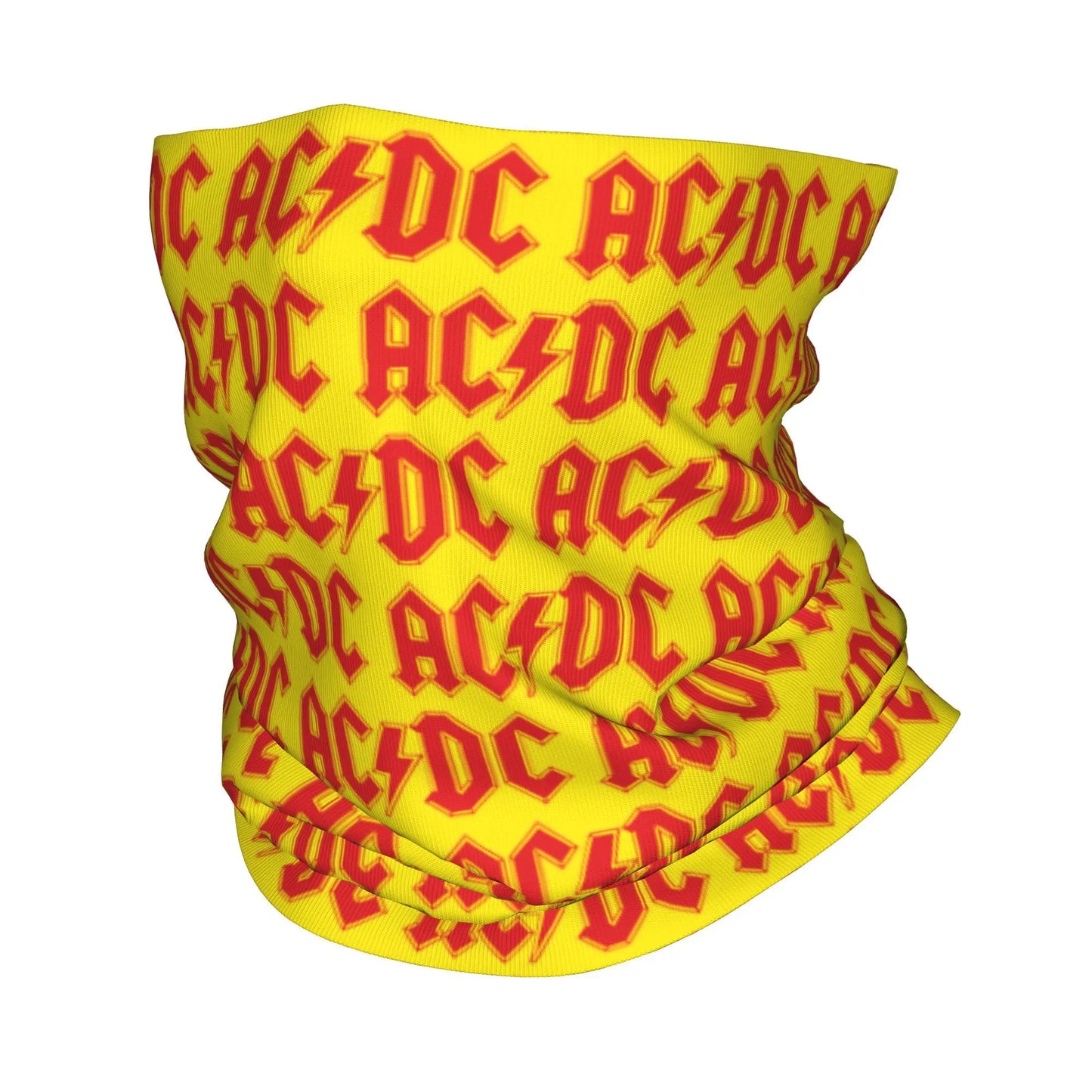 Custom Black AC DC Logo Camouflage Heavy Metal Band Bandana Neck Warmer Women Men Winter Hiking Ski Scarf Gaiter Face Cover 17 Bandana