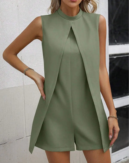 Summer Jumpsuit Women Fashion Solid O Neck Sleeveless Chic Playsuit Elegant Clothes Female Casual Jumpsuits Badiee Stylez