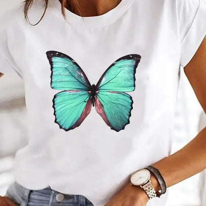 Love Heart Print Women Summer T Shirt Girl O Neck Funny Y2K Tops Tee Female 90s Casual Clothing LAQA33361