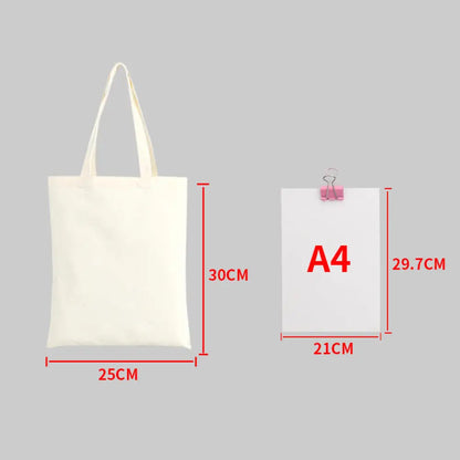 ISKYBOB Large Capacity Canvas Shoulder Bag Handbag Folding Eco Cotton Tote Bags Reusable DIY Painted Shopping Bag Grocery Bag