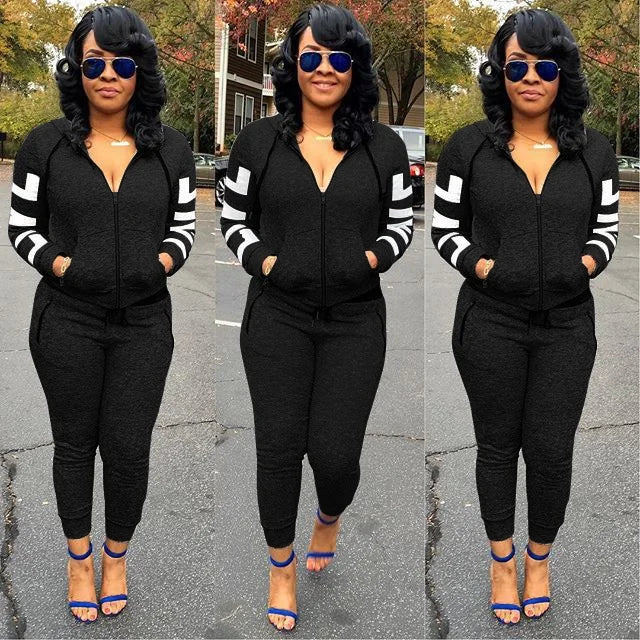 Women Clothes Sets 2025 New Casual GreyTracksuits Two Piece Set Women Sport Suit Hoodies Jogging Plus Size Harajuku Badiee Stylez