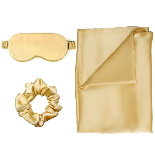 Zipper Natural Silk Pillowcase Matched Sleep Mask Hair Scrunchie Gift Set Both Sides 100% Mulberry Silk for Healthy&Good Sleep Badiee Stylez