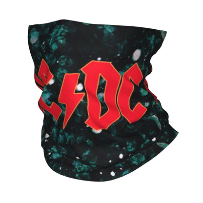 Custom Black AC DC Logo Camouflage Heavy Metal Band Bandana Neck Warmer Women Men Winter Hiking Ski Scarf Gaiter Face Cover 11 Bandana