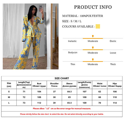 Marthaqiqi Fashion Women Nightwear Suit V-Neck Pajamas Long Sleeve Nightie Lace Up Nightgowns Pants Printing Ladies Pyjamas Set