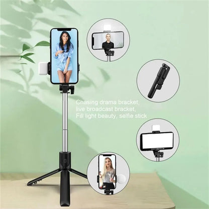Portable Bluetooth Selfie Stick Tripod Holder with Remote Shutter Fill Light Extendable Wireless Remote Retractable Phone Stand Badiee Stylez