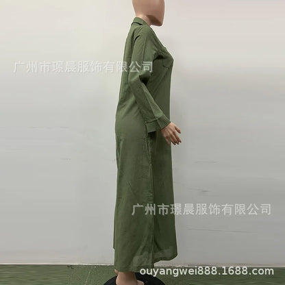 Casual Oversized Womens Jumpsuit 2025 Loose Romper Solid color Single Breasted Beach Playsuit Wide Legs Pants for Women Vestidos Badiee Stylez