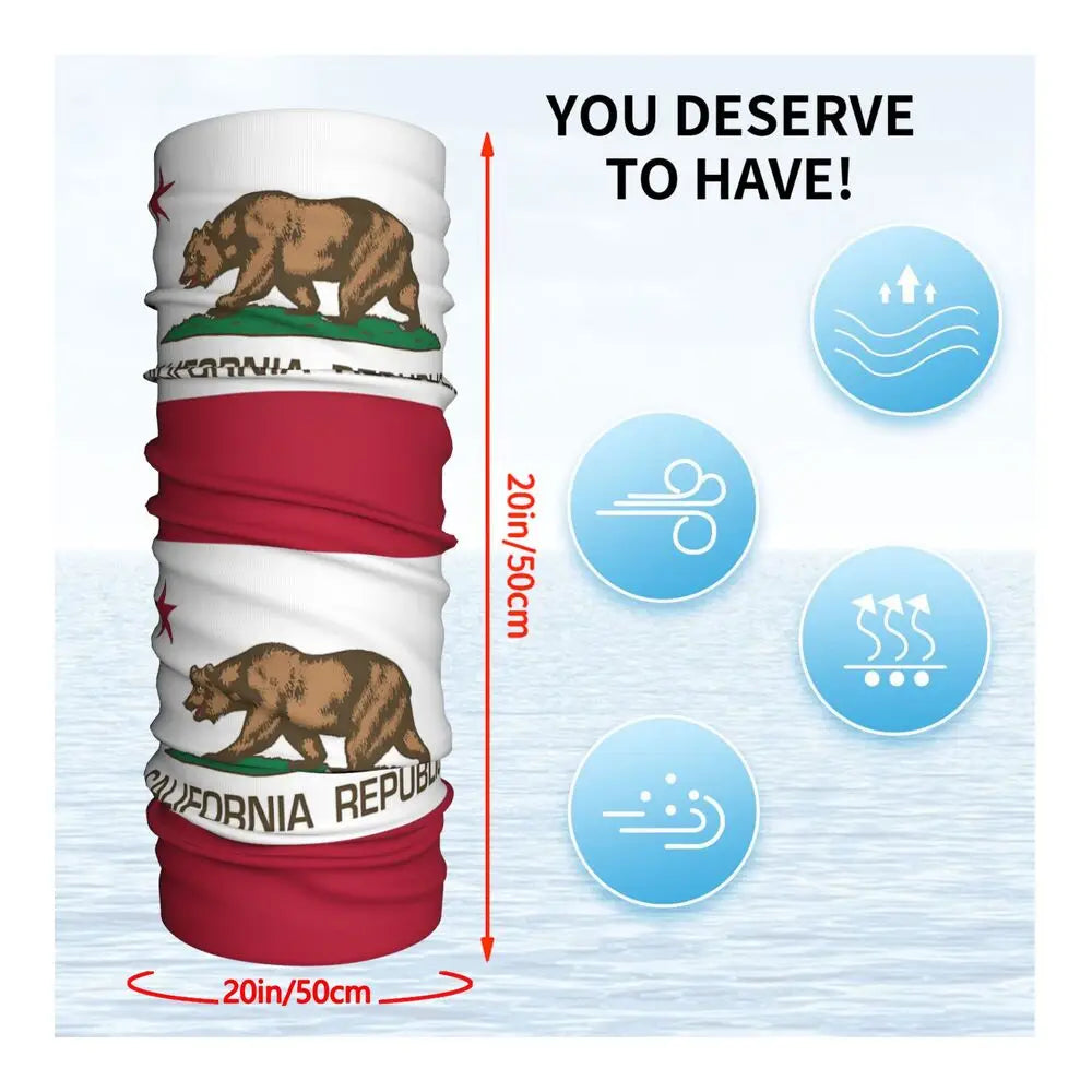 Flag Of California Thin Wrap Scarf Bandana Neck Gaiter Face Cover Headband