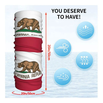 Flag Of California Thin Wrap Scarf Bandana Neck Gaiter Face Cover Headband
