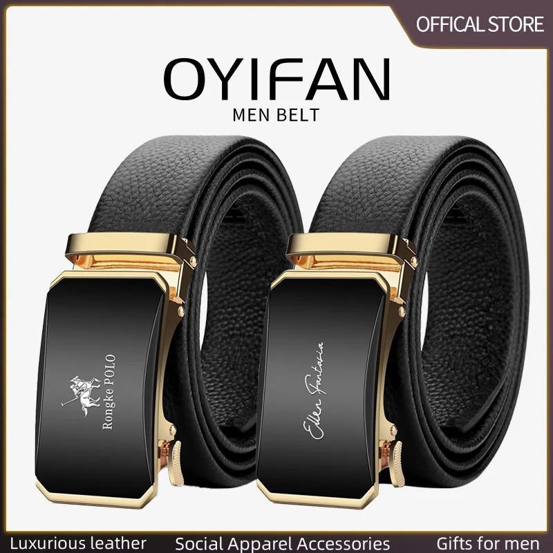 OYIFAN Men Belt Genuine Leather belt for men Alloy buckle ratchet belts Men Designer Belt Automatic belts 벨트 Badiee Stylez