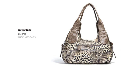 Angelkiss Women Handbags Leopard Bag Top-handle Handbag Fashion Satchel Dumpling Pack Shoulder Bag Tote Bag Hobos Large Purse