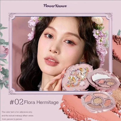 Flower Knows Moonlight Mermaid Eyeshadow Palette 8-Color Matte Shimmer Glitter Eye Makeup Cosmetics Women Beauty Eye Shadow 02 Flora Hermitage CHINA