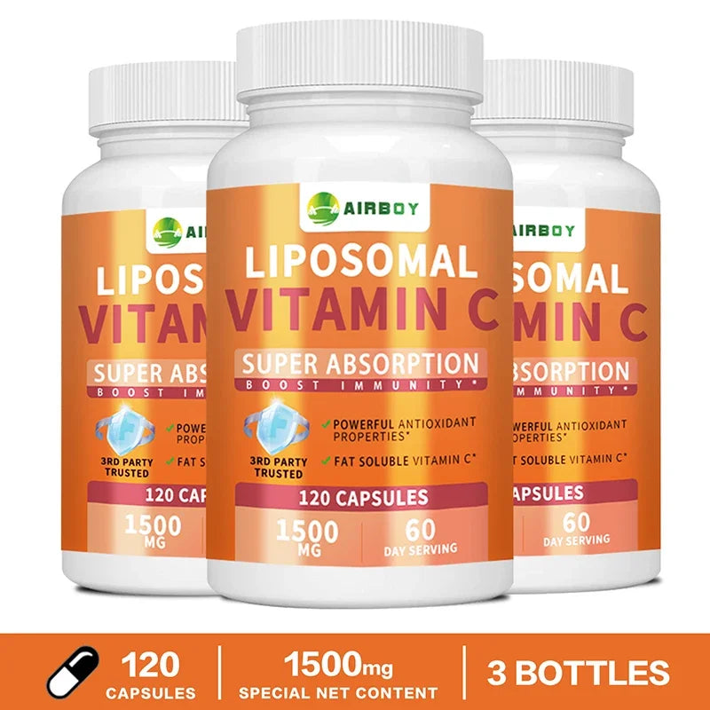 Liposomal Vitamin C - High Absorption VIT C, Immune System & Collagen Booster, Antioxidant 120 Capsule-3bottles