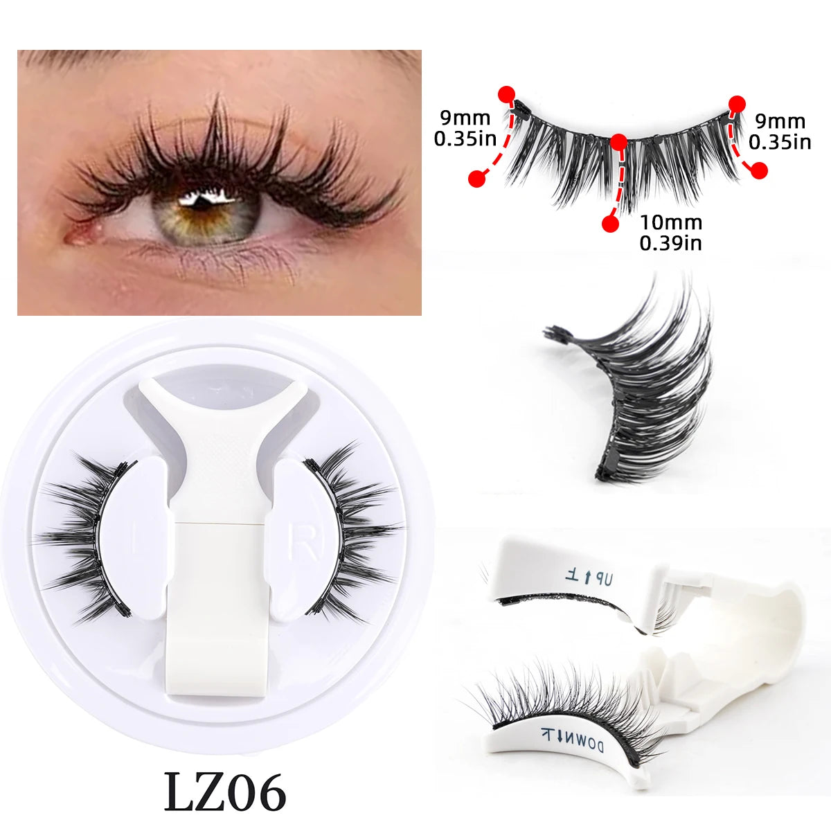 Hot Magnetic Eyelashes Set 1 Pair Reusable No Glue Needed False Eyelashes with Magnetic Tweezers Curly Faux Lashes Makeup Tool