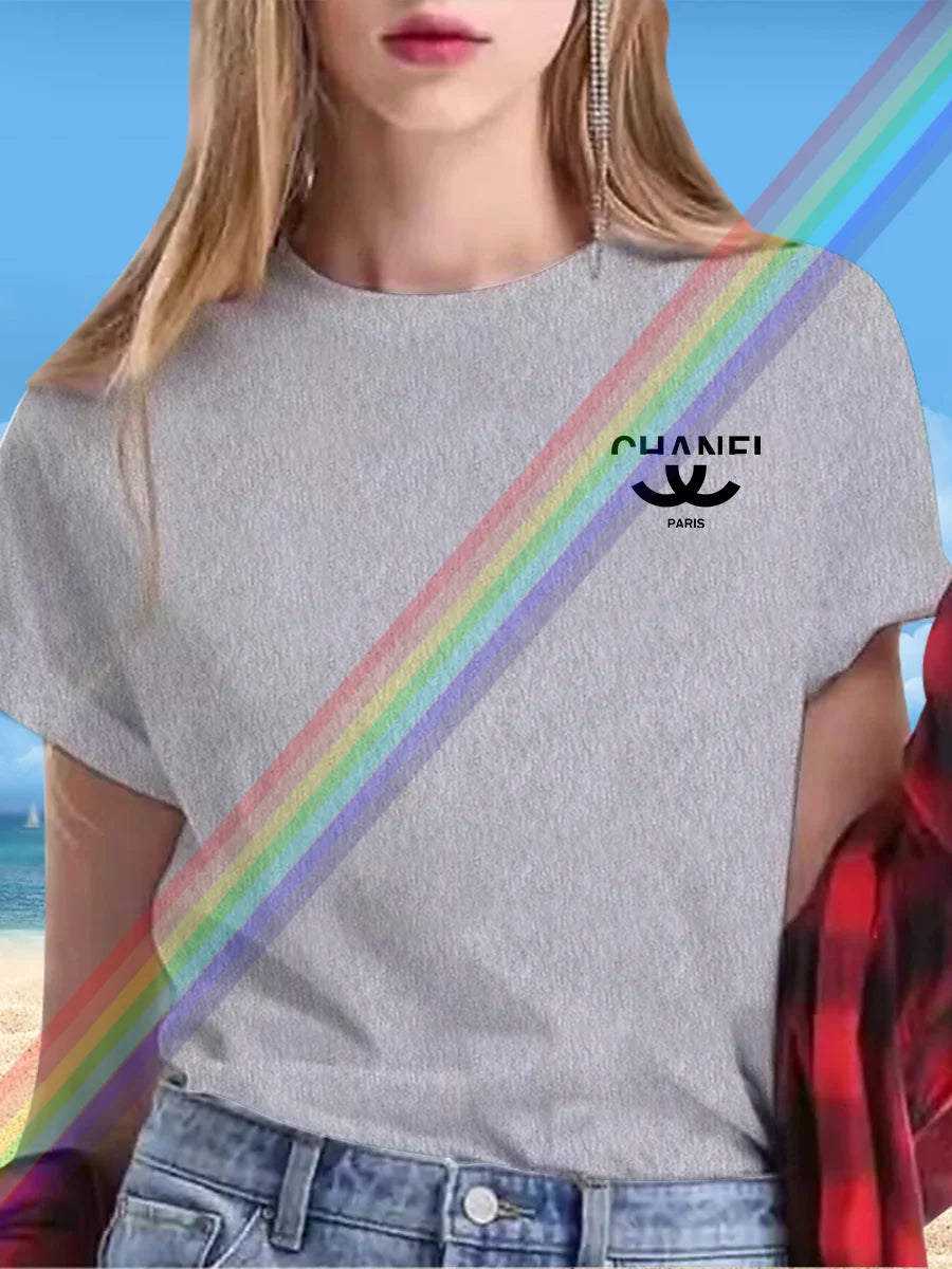 New alphabet Print Casual Graphic T-shirt Short sleeve Sports Women's T-shirt Unisex casual everyday wear Summer women's T-shirt TZ-783 (1) 1 CHINA