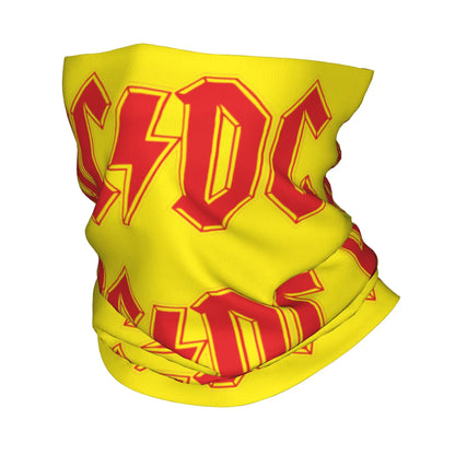 Custom Black AC DC Logo Camouflage Heavy Metal Band Bandana Neck Warmer Women Men Winter Hiking Ski Scarf Gaiter Face Cover 18 Bandana