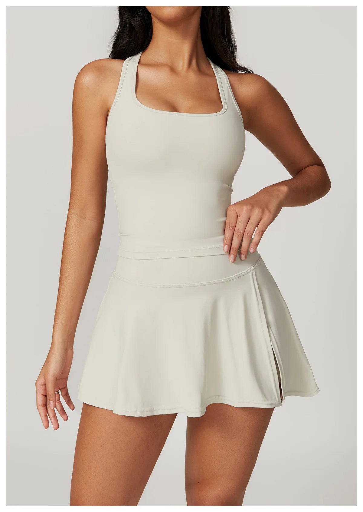 Custom LOGO women's beautiful back tight yoga set quick-drying high waist hip lift running fitness sports skirt 2-piece set