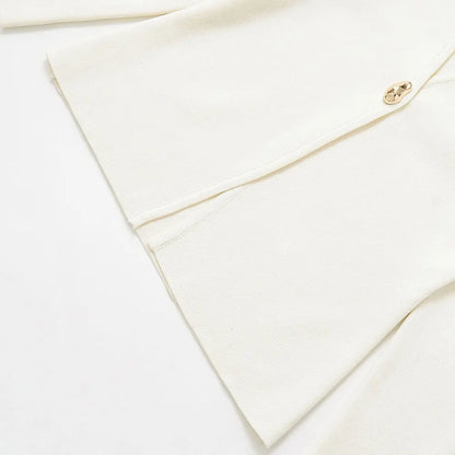 TRZA Women Fashion With Gold Button Knit Cardigan Sweater V Neck Long Sleeve Female Outerwear Chic Tops