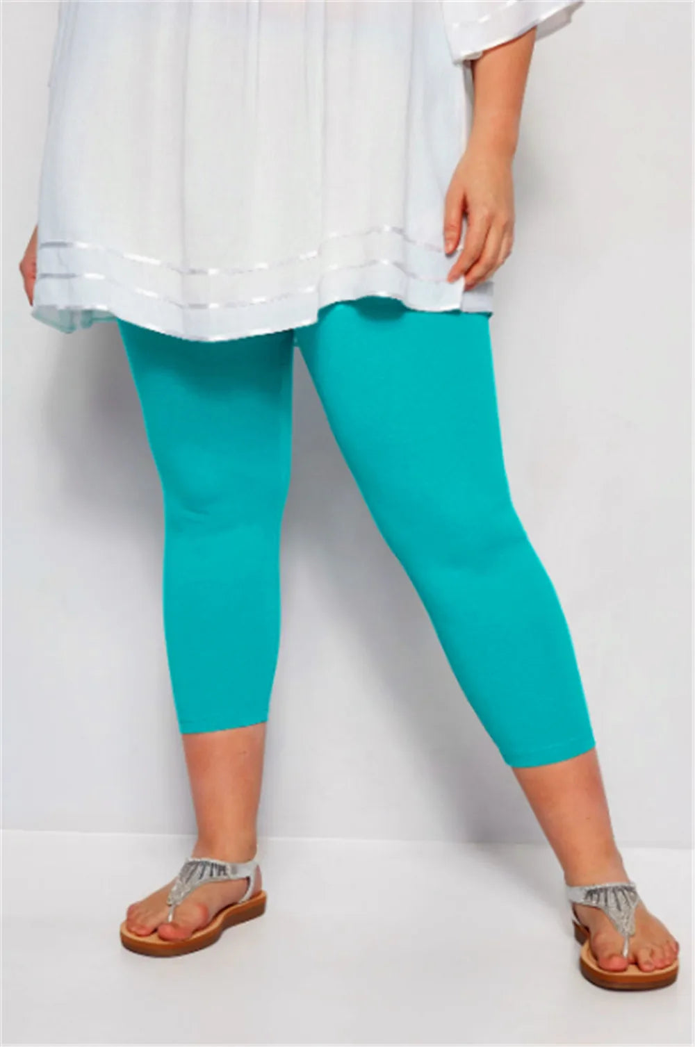 Women Capris Plus Size Curve Cropped Leggings Ultra Strech White Blue Orange Black Stretchy Work Out Leggings 2X 3X