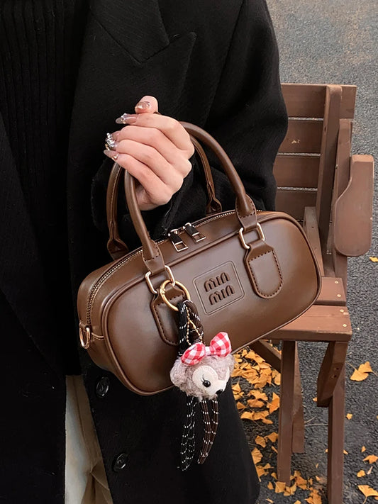 Luxury high-end designer portable bowling bag female 2025 new autumn and winter fashion all-match messenger bag small square bag