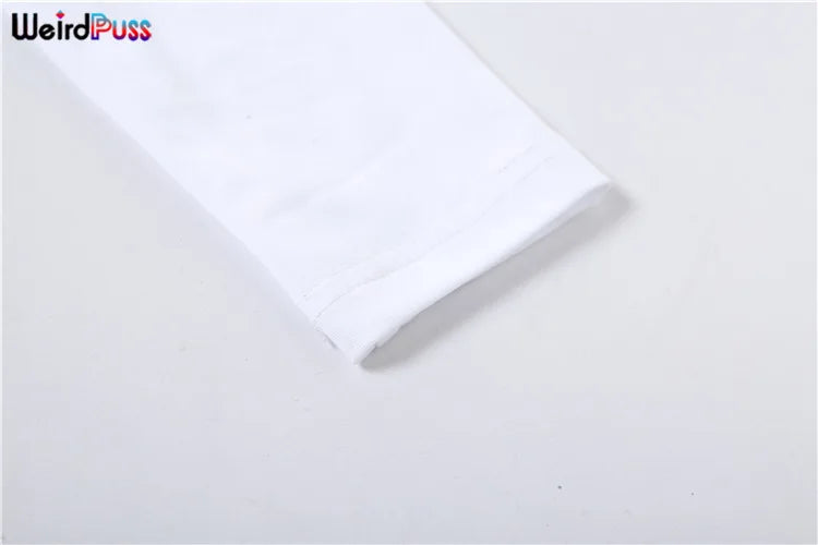 Weird Puss Sexy Print Women Crop Top Long Sleeve O Neck 2023 SpringTrend Skinny Wild Stretchy Vintage Midnight Streetwear Tees