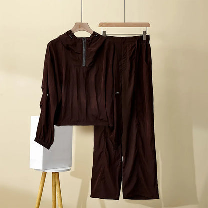 Women's Spring Summer New Hooded suit Casual Sports Fashion Chain Cardigan with Trousers Two-piece Set Badiee Stylez