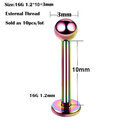 10Pcs/20Pcs/50Pcs G23 Titanium Labret Piercing Internal & External Design Lip Piercing Labret Stud Cartilage Helix Piercing Badiee Stylez