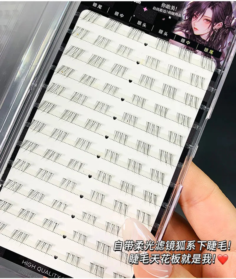 Self-adhesive Glue-free Lower False Eyelashes Fox Eyes Effect Winged Thick Segmented Under Lash Easy Application