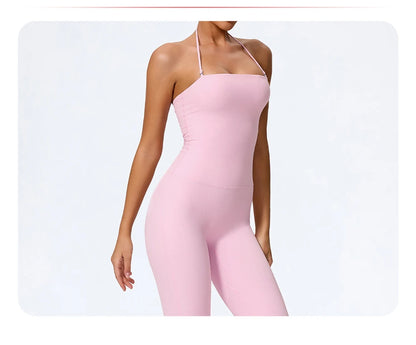 Fashionable Peach-Shaped Hip-Lifting And Neck-Hanging Yoga Jumpsuit For Women Casual And Slightly Flared Fitness Yoga Wear Badiee Stylez