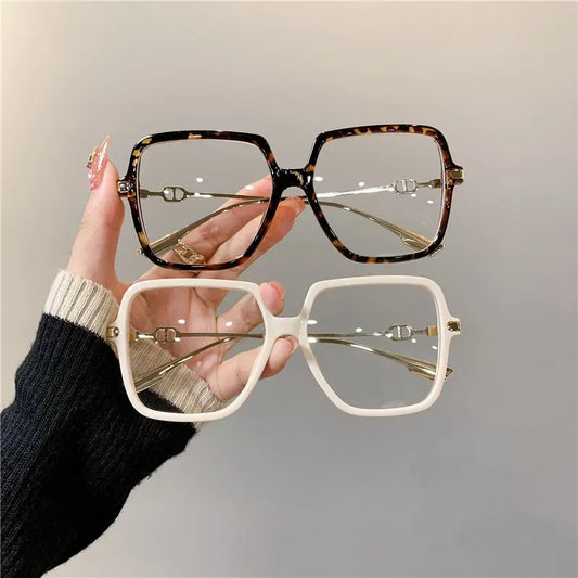 Fashion Oversized Square Eyewear Retro Womens Light Bloking Metal Frame Glasses Trend Optical Computer Eyeglasses Badiee Stylez
