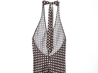 Trendix Polka Dot Print Backless Dress Women Summer Sexy Deep V Neck Sleeveless Off Shoulder Maxi Dresses Elegant Evneing Dress