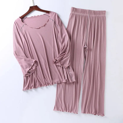 Factory wholesale summer 2025 new silk light Modale pajamas women seven sleeves nine wide-legged pants home clothing set