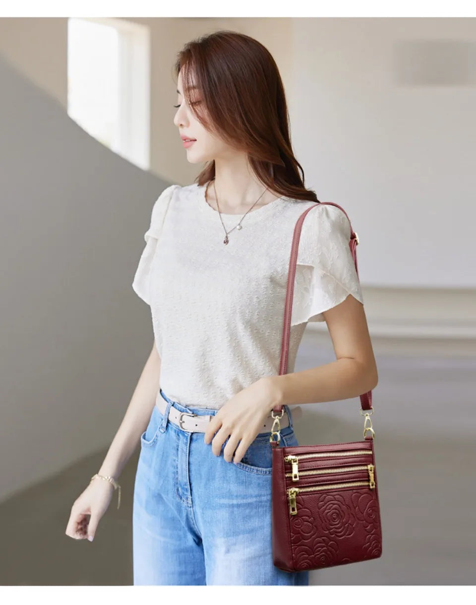 Three Zippers Design Crossbody Bags for Women Soft Leather Handbags High Quality Shoulder Bag Bolsa Women Messenger Bags Sac