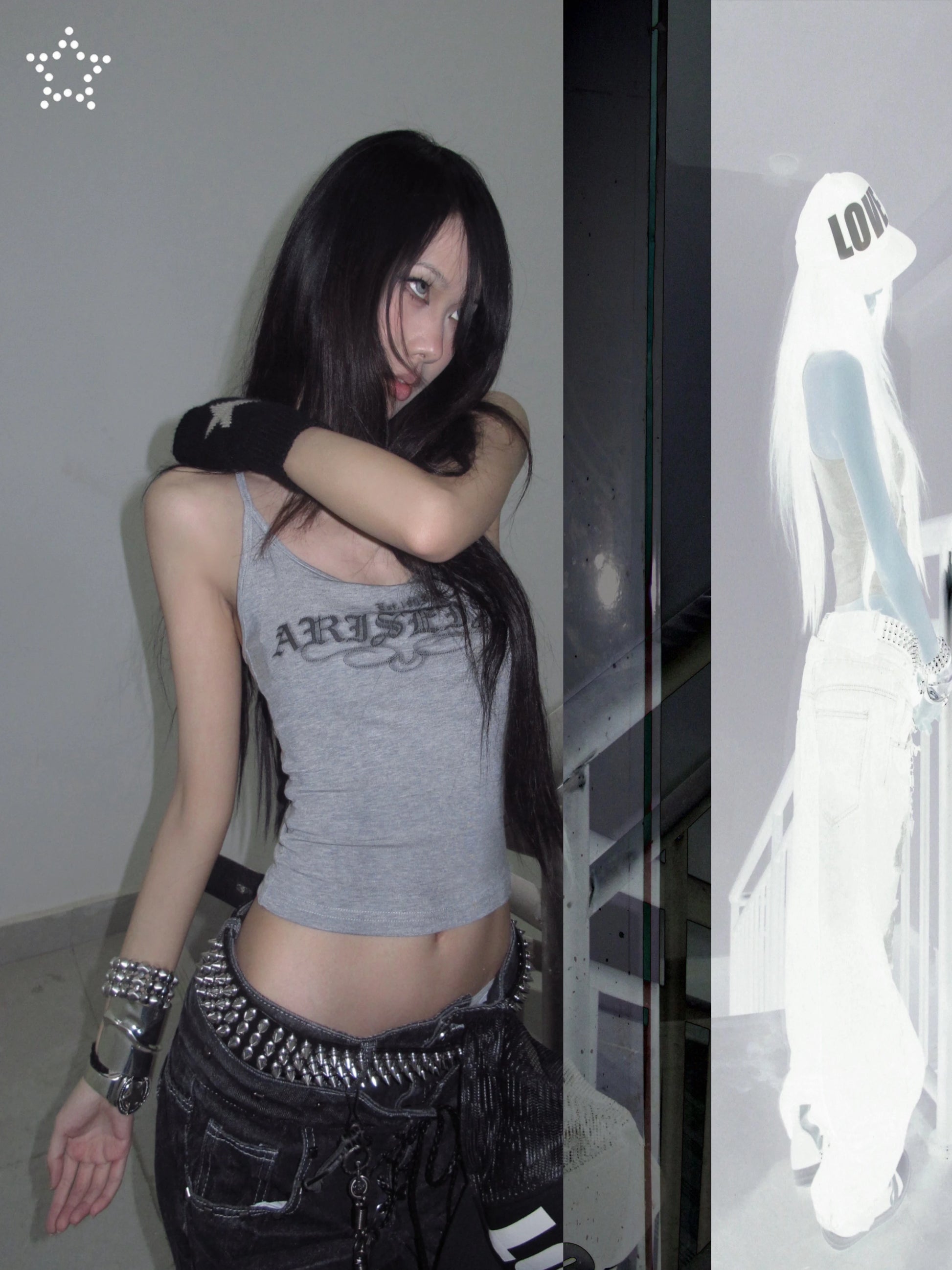 Karrcat Trashy 2000s Letter Print Tank Top Japanese Y2k Gray Camis Tops Grunge Aesthetics Sleeveless Crop Tops American Retro