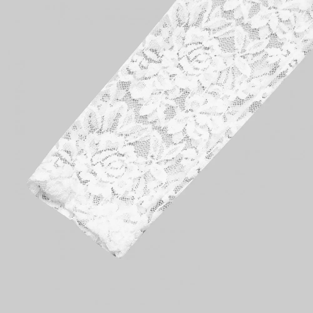 Slim Fit Bodysuit Elegant Lace Embroidered Bodysuit Deep V Neck Long Sleeve Playsuit Women's Slim Fit Spring Romper Lace