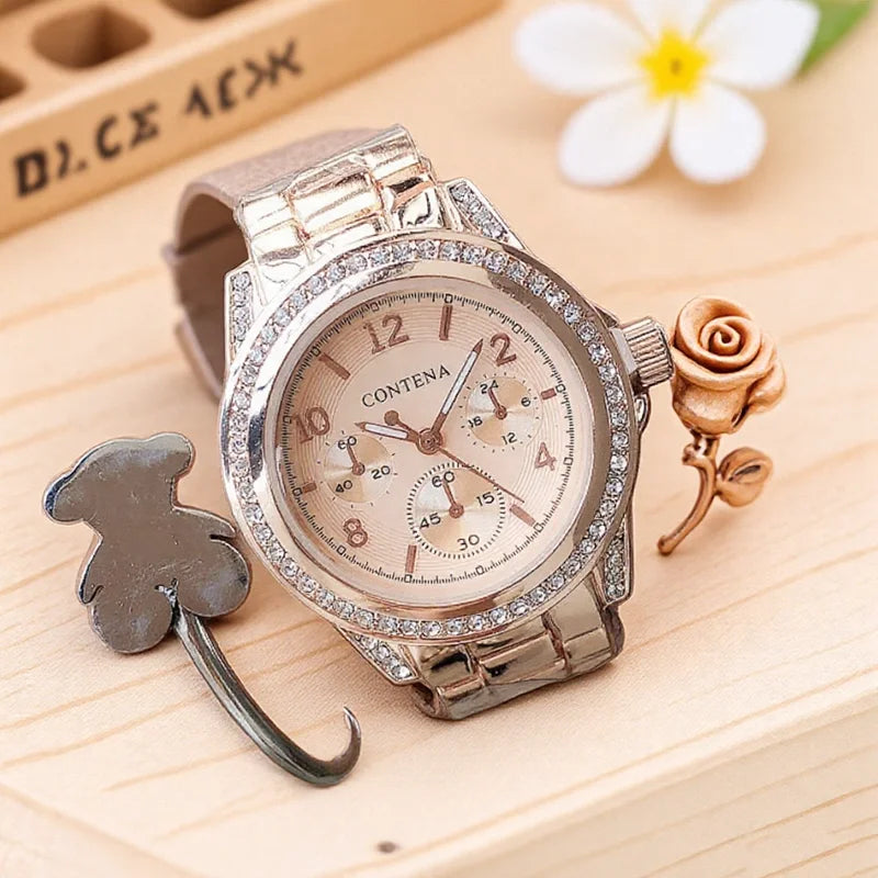 Fashion Diamond Women's Watch Luxury Stainless Steel Ladies Quartz Wristwatch Clock Elegant Dress Female Clock relogio feminino