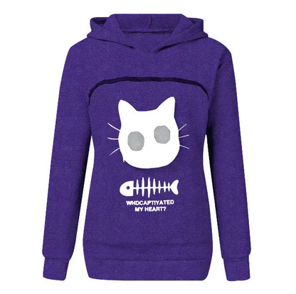 S-3XL Cat Lovers Hooded Sweatshirt Kangaroo Dog Pet Paw Dropshipping Pullovers Cuddle Pouch Fish Pocket Hoodie