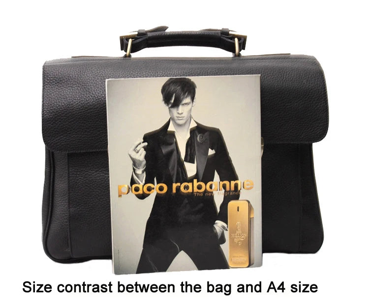 FANCODI Genuine Leather Briefcase men Business Bag Male Portfolio Attache Case Leather 15.6" Laptop Bag Office tote Handbag big