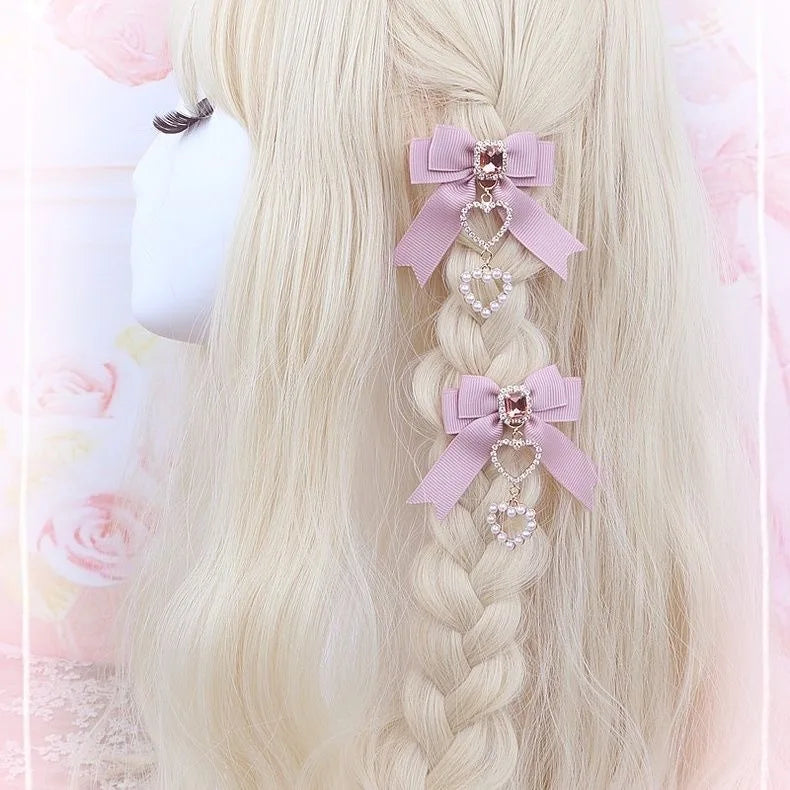 [1 pair] y2k accessories New year's eve decorations trendy hair clips lolita cosplay Hairpin cute accessories Decoration for new Pink