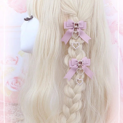 [1 pair] y2k accessories New year's eve decorations trendy hair clips lolita cosplay Hairpin cute accessories Decoration for new Pink