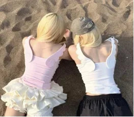 Original Art Aesthetics Design Angel Wings Splicing Sleeveless Strap Women's Y2K Korean Simple Temperament Sweet Slimming Top