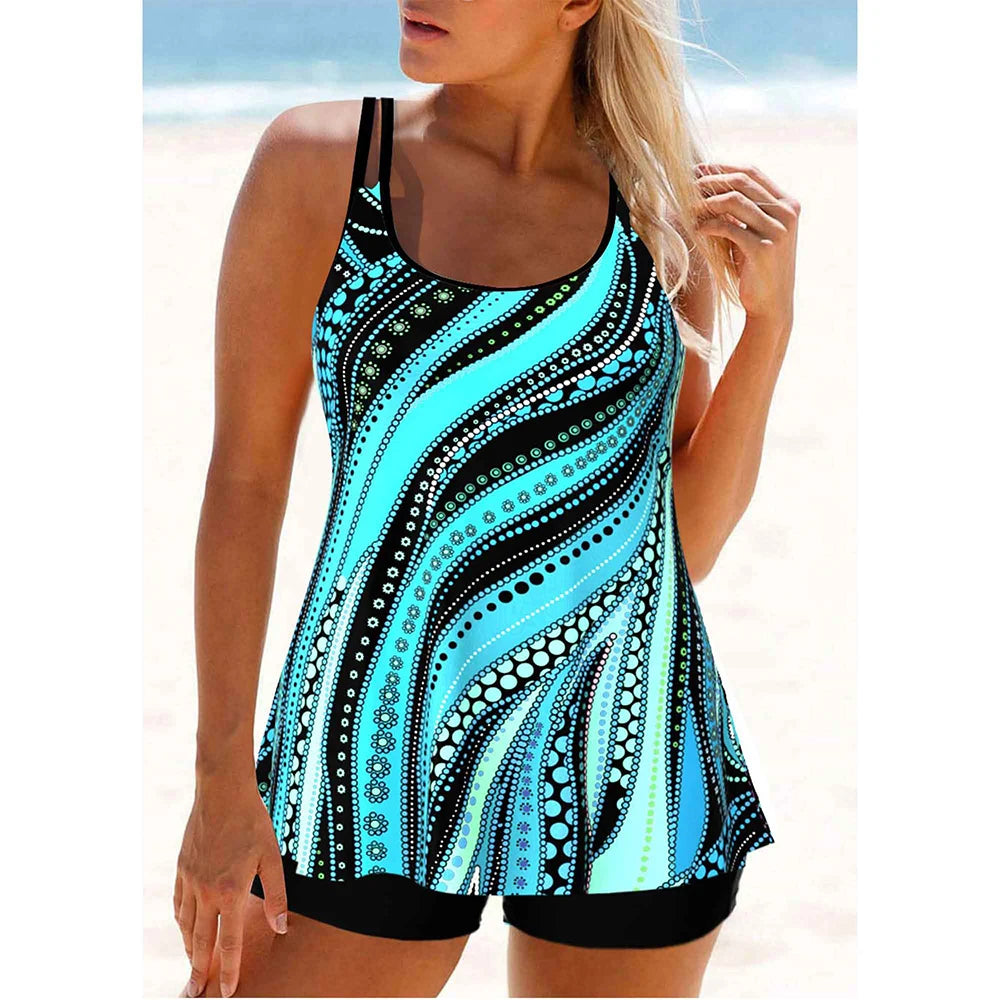 2024 Women's Sexy New Swimsuits Plus Size Printed Beachwear Summer Beach Ladies Casual Fashion Tankini Swim Wear