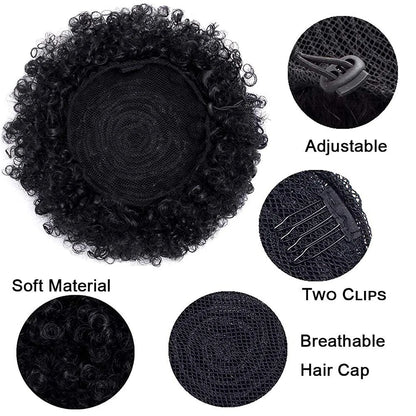 Synthetic Large Afro Puff Drawstring Ponytail Kinky Curly Bun HairPiece African American Clip in Updo Extensions for Black Women