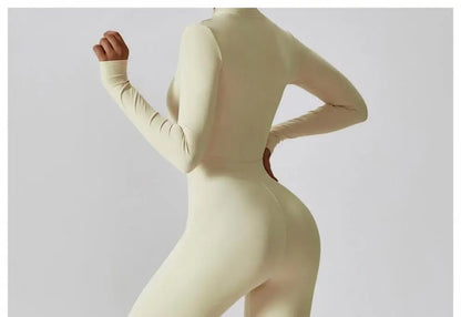 One-piece Sports Training Jumpsuit Women's Long Sleeve Tight Hip-highlighting Bodysuit Gym Clothing Sexy Dance Exercise Tights Badiee Stylez