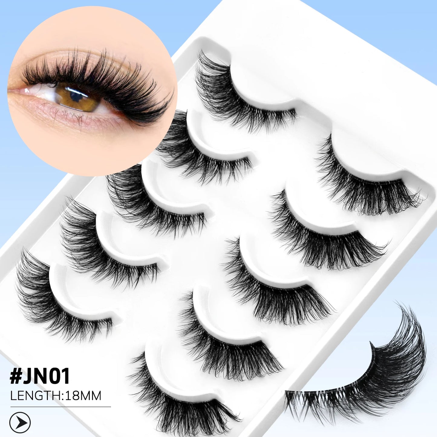GROINNEYA Cat Eye Lashes Natural Fluffy False Lashes With Winged Ends For Extended Natural Look Soft Clear Stem Lashes Makeup JN01